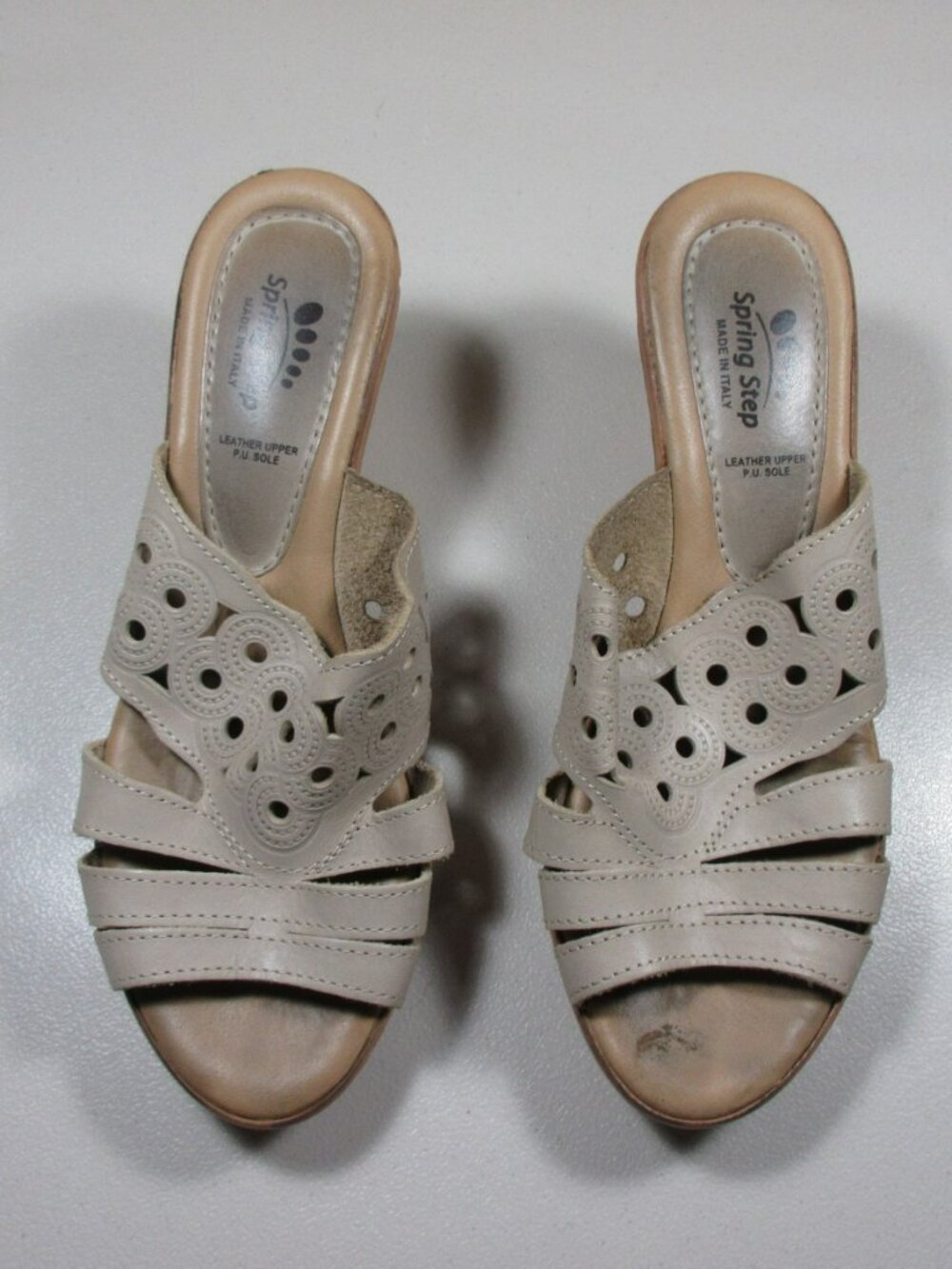 Spring Step womens tan Dora high wedge slide cork sandals 7 M 37